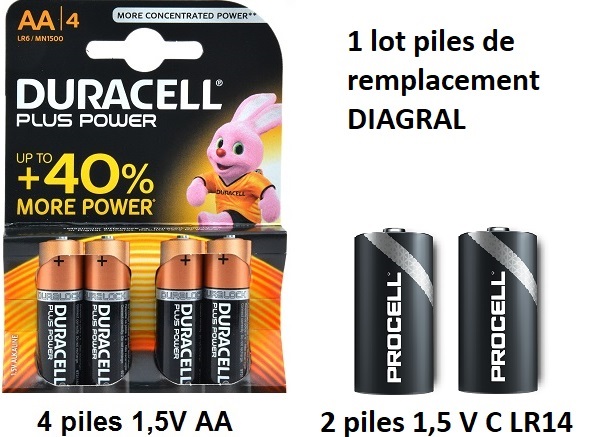 Piles de remplacement photocellules et clignotant DIAGRAL